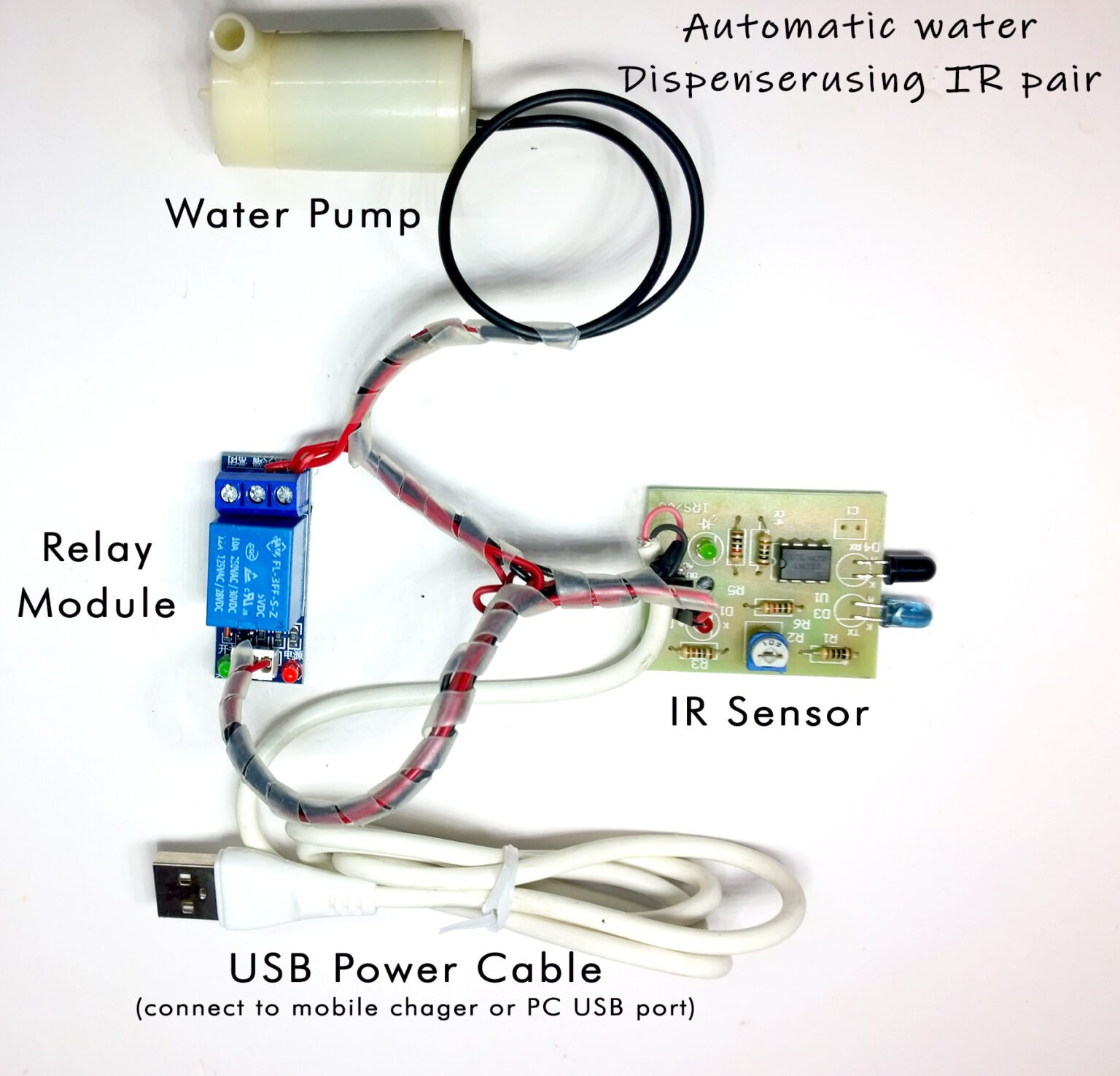 Automatic Water dispenser using IR Pair, Ready Kit, 100 Tested